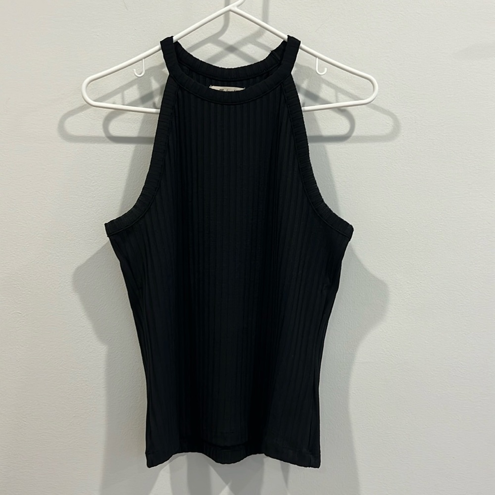 Madewell Ribbed Cutaway Crewneck Tank - True Black